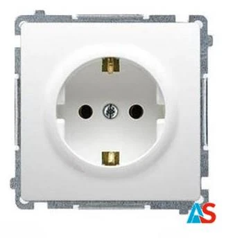 Simon Basic Gniazdo wtyczkowe Schuko do wersji IP44 z przesłonami (moduł) 16A, 250V~,zaciski śrubowe biały BMGSZ1BZ.01/11