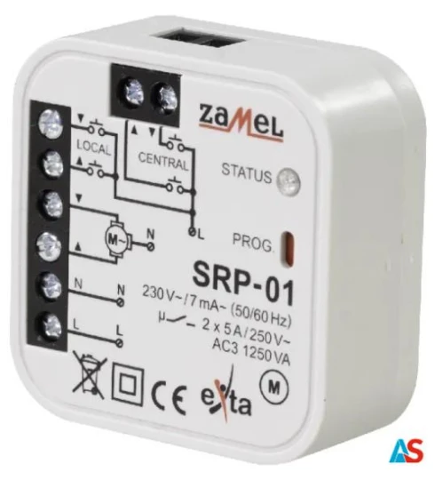 ZAMEL Sterownik rolet dopuszkowy przewodowy 5A AC-3 230V 0-2min SRP-01 EXT10000126
