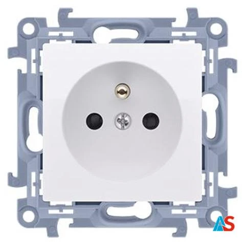 Simon 10 Gniazdo pojedyncze z/u z przesłonami białe 16A 250V IP20 CGZ1Z.01/11