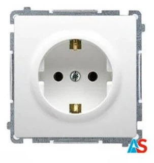 Simon Basic Gniazdo wtyczkowe Schuko do wersji IP44 z przesłonami (moduł) 16A, 250V~,zaciski śrubowe biały BMGSZ1BZ.01/11