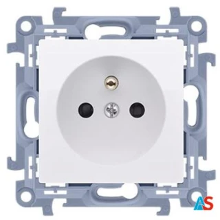 Simon 10 Gniazdo pojedyncze z/u z przesłonami białe 16A 250V IP20 CGZ1Z.01/11